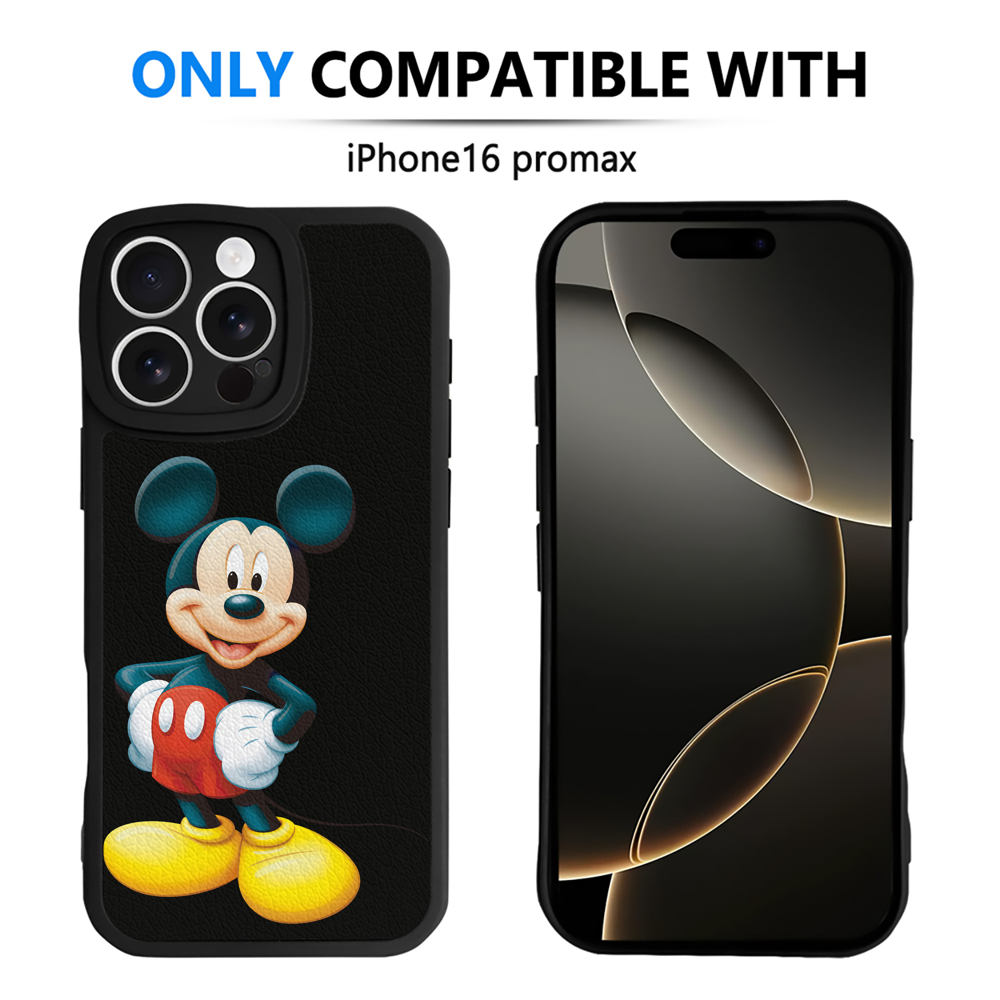 （画像用） ミッキーマウス Mickey Mouse 【iPhone 16シリーズ対応】シリコンスマホケース（レザー調） 材質：シリコン